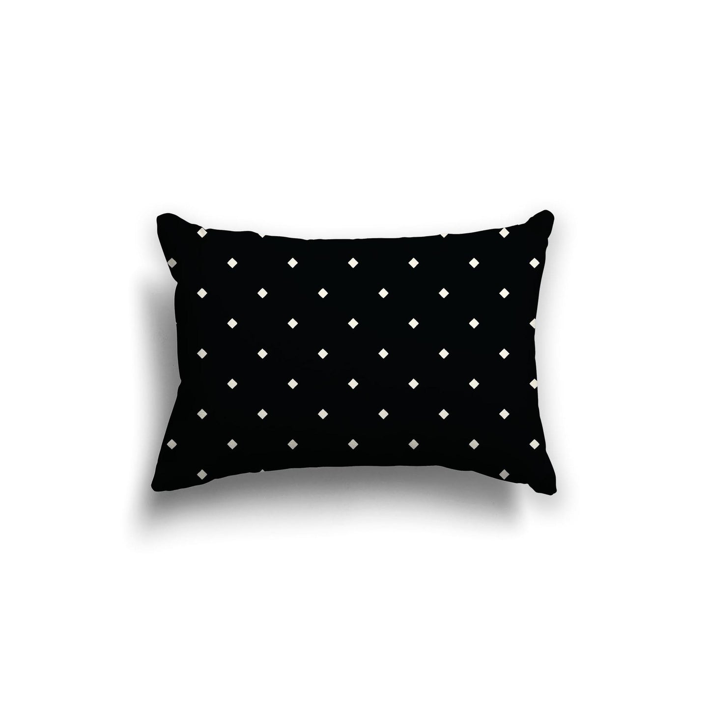 Black Cotton Canvas Cushion Covers with Pale Cream Diamonds on Front, 20 x 14 inches