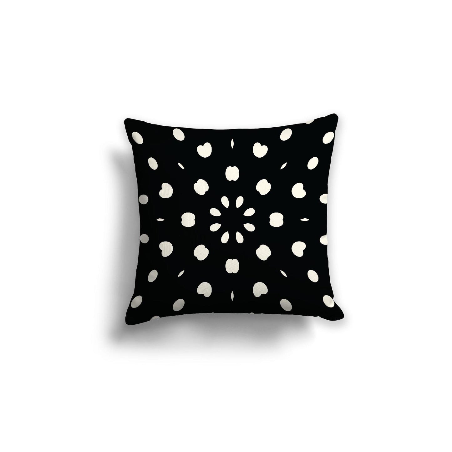 Black Cotton Canvas Cushion Covers with Pale Cream Burst Pattern on Front, 18 x 18 inches / 46 x 46 cm
