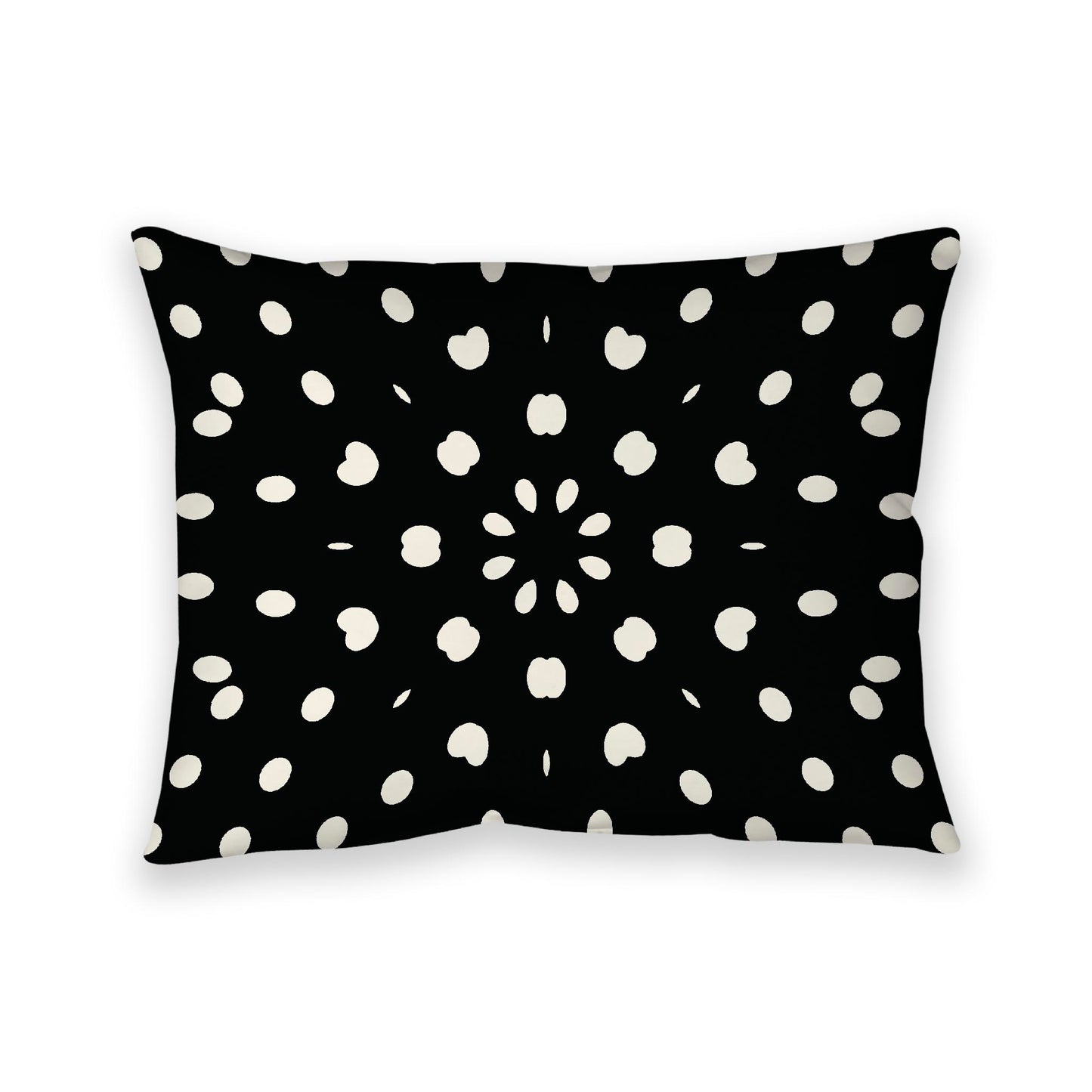 Black Cotton Canvas Cushion Covers with Pale Cream Burst Pattern on Front, 26 x 20 inches / 66 x 51 cm