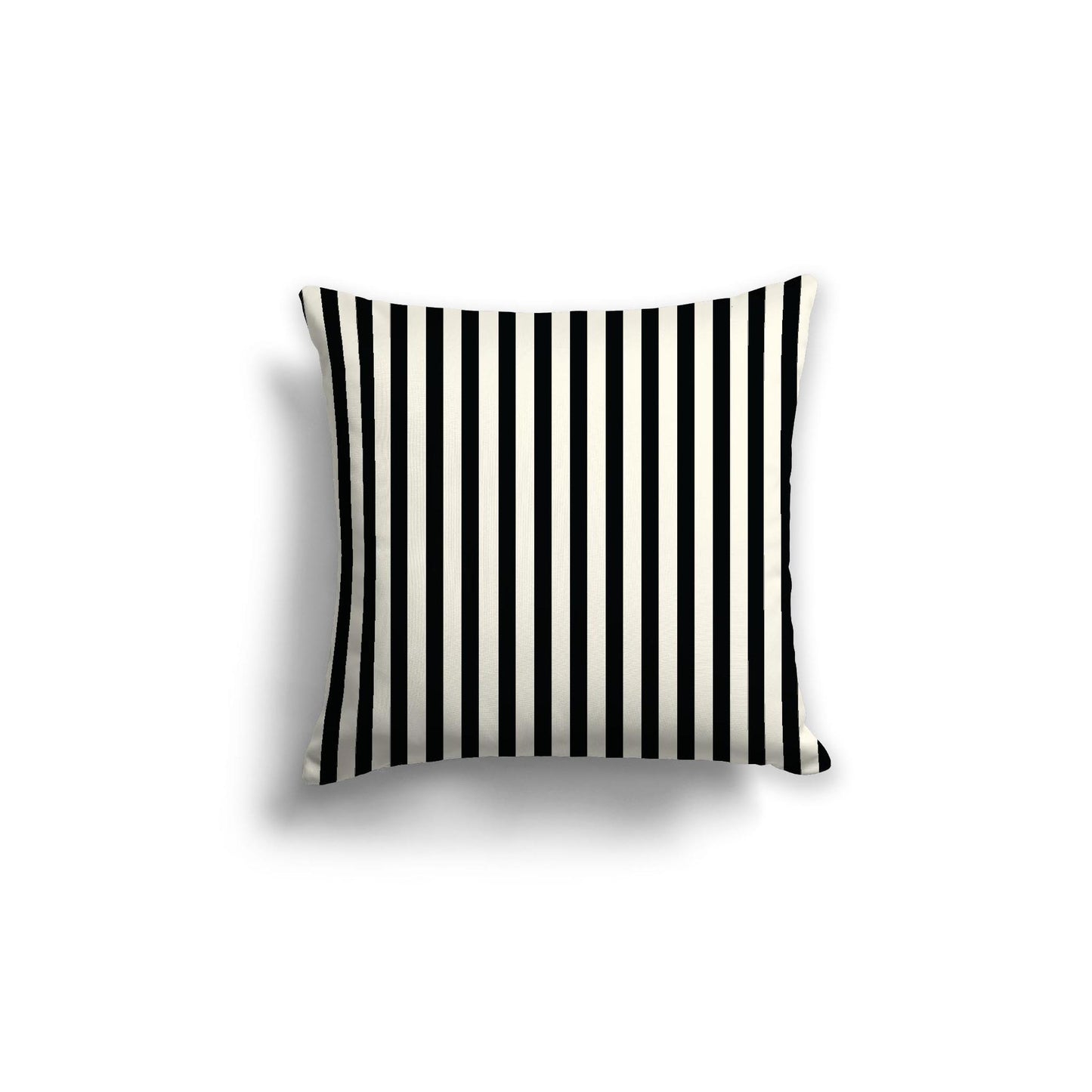Pale Cream Cotton Canvas Cushion Covers with Thin Black Bars on Front, 18 x 18 inches / 46 x 46 cm