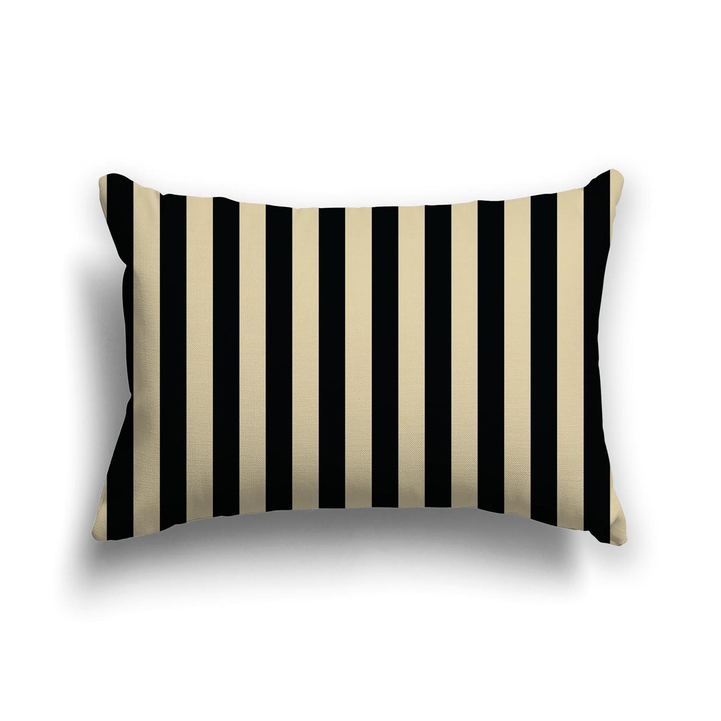 Desert Sand Cotton Canvas Cushion Covers with Black Bars on Front, 20 x 14 inches