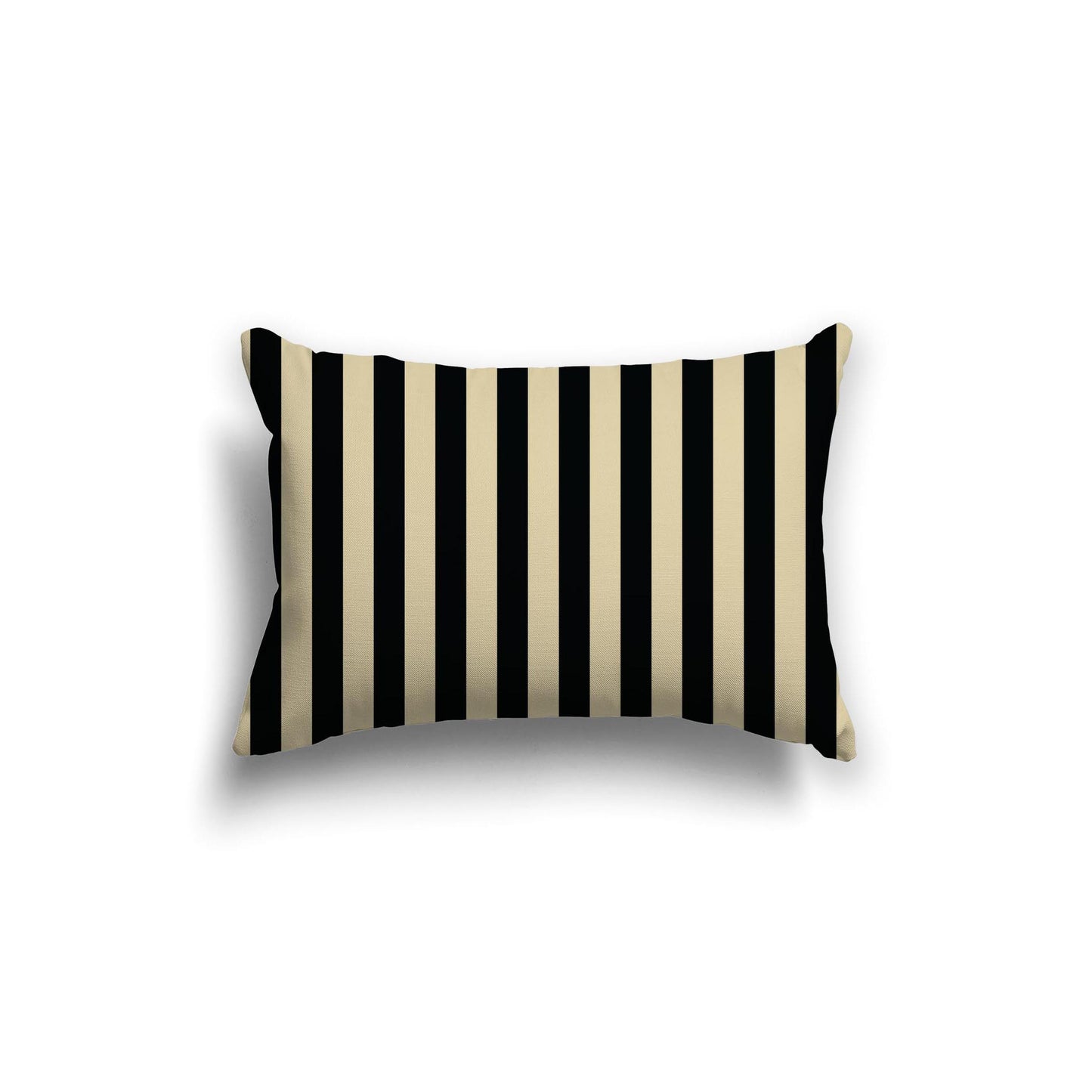 Desert Sand Cotton Canvas Cushion Covers with Black Bars on Front, 20 x 14 inches
