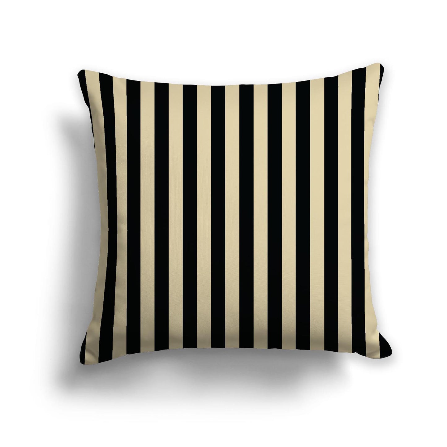 Desert Sand Cotton Canvas Cushion Covers with Black Bars on Front, 22 x 22 inches