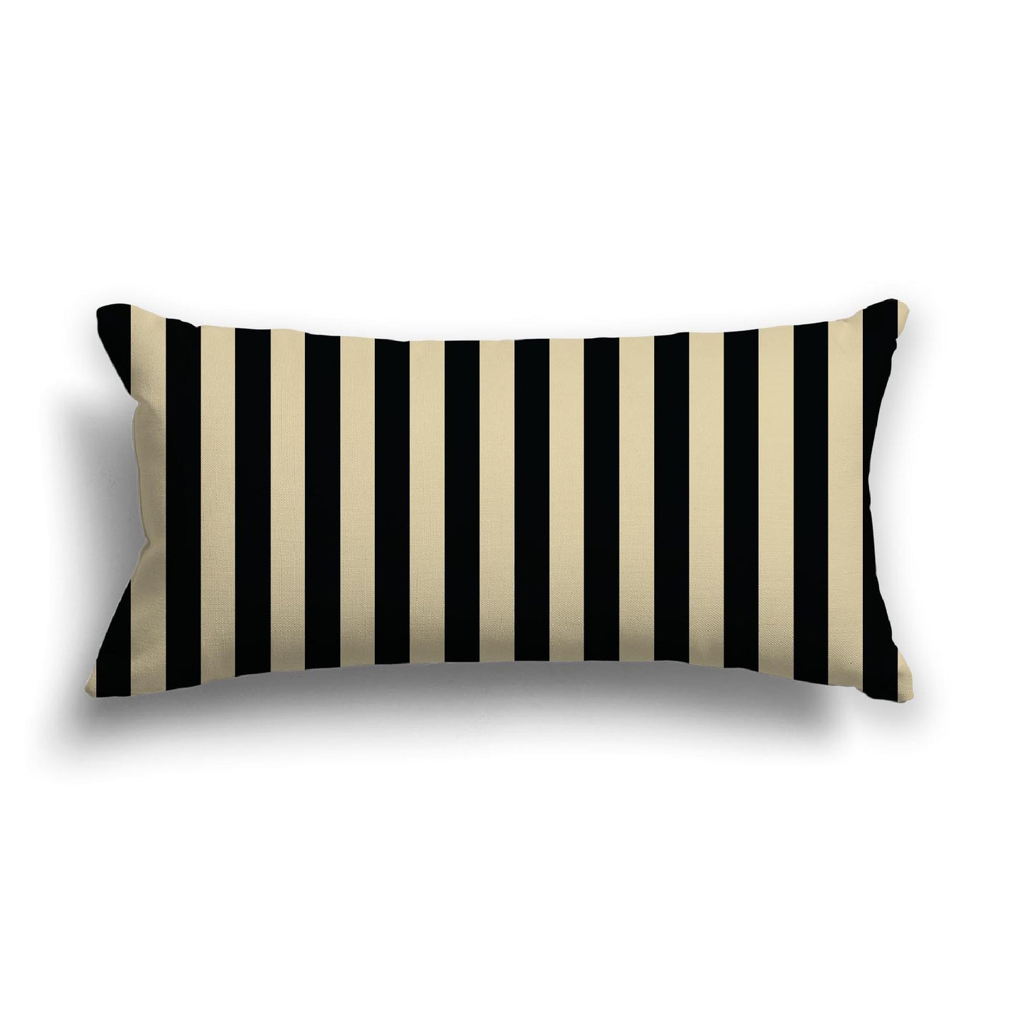 Desert Sand Cotton Canvas Cushion Covers with Black Bars on Front, 24 x 12 inches / 61 x 30 cm