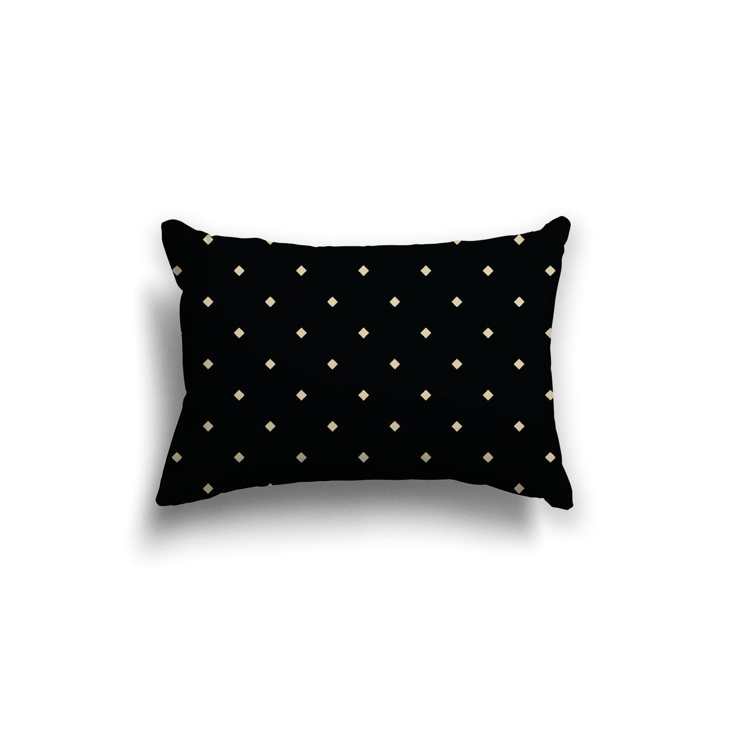 Black Cotton Canvas Cushion Covers with Desert Sand Diamonds on Front, 20 x 14 inches