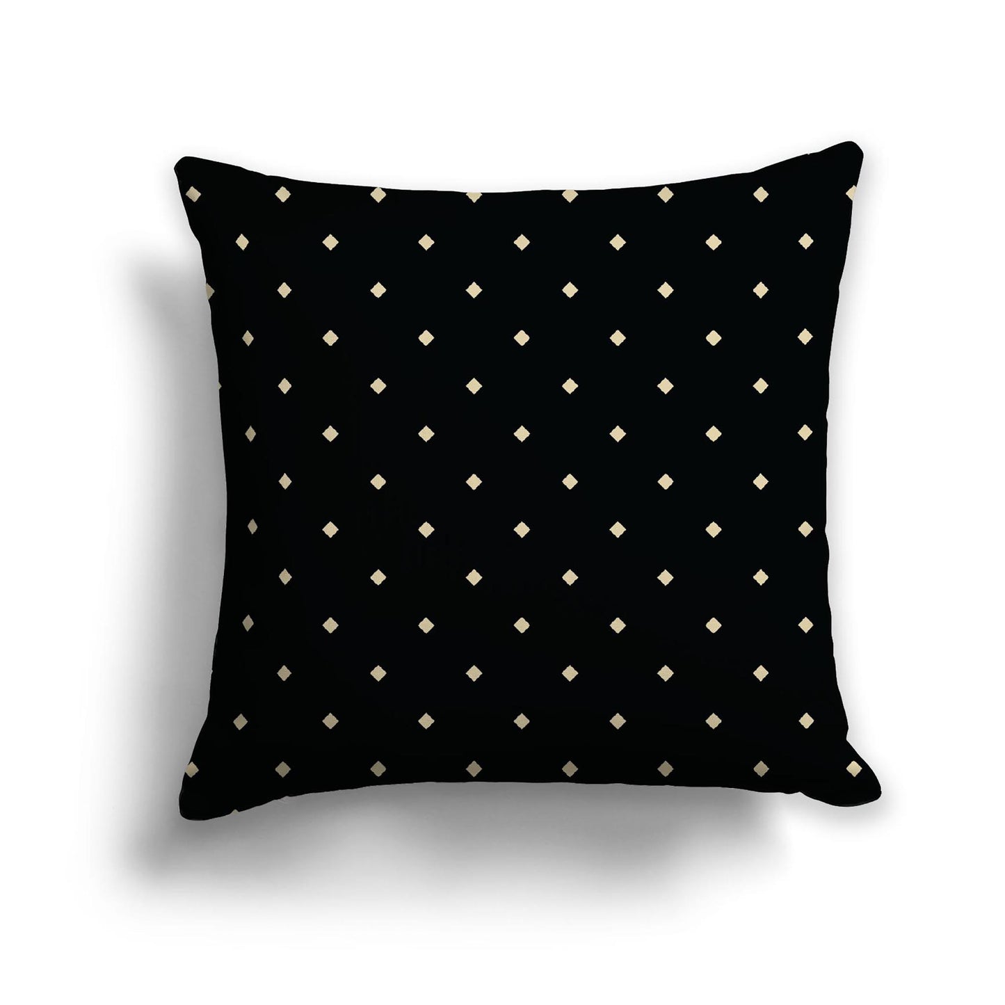 Black Cotton Canvas Cushion Covers with Desert Sand Diamonds on Front, 22 x 22 inches