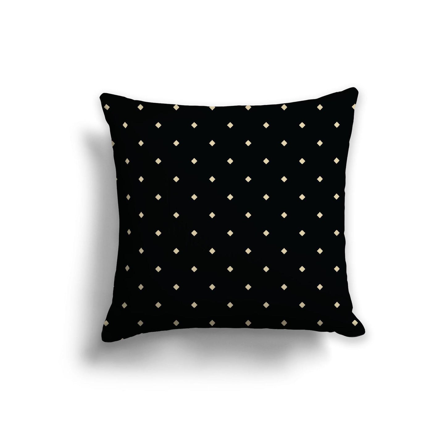Black Cotton Canvas Cushion Covers with Desert Sand Diamonds on Front, 22 x 22 inches