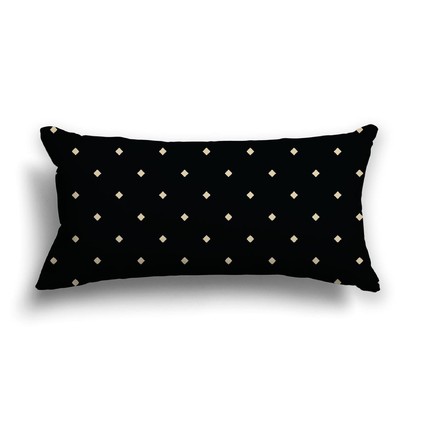 Black Cotton Canvas Cushion Covers with Desert Sand Diamonds on Front, 24 x 12 inches / 61 x 30 cm