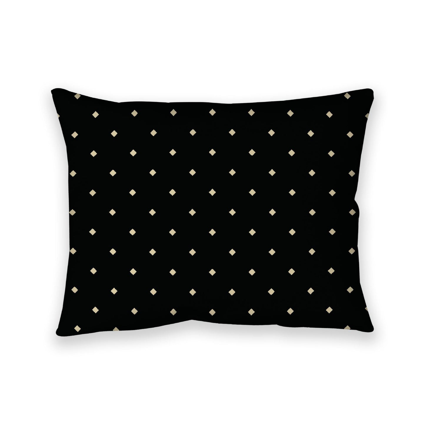 Black Cotton Canvas Cushion Covers with Desert Sand Diamonds on Front, 26 x 20 inches / 66 x 51 cm