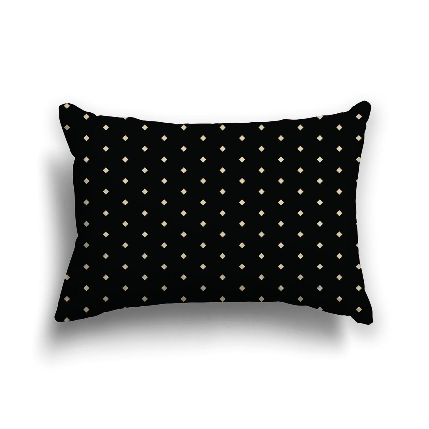 Black Cotton Canvas Cushion Covers with Fine Desert Sand Diamonds on Front, 20 x 14 inches