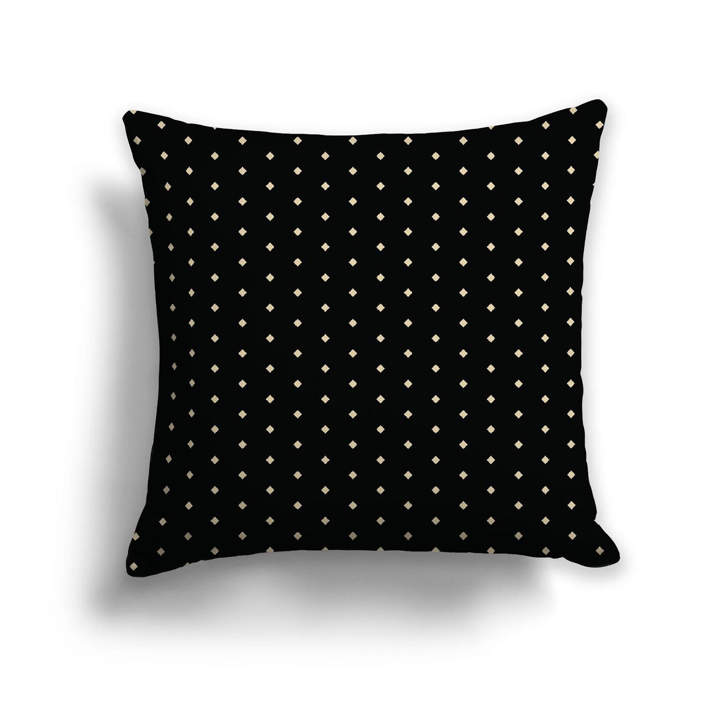 Black Cotton Canvas Cushion Covers with Fine Desert Sand Diamonds on Front, 22 x 22 inches