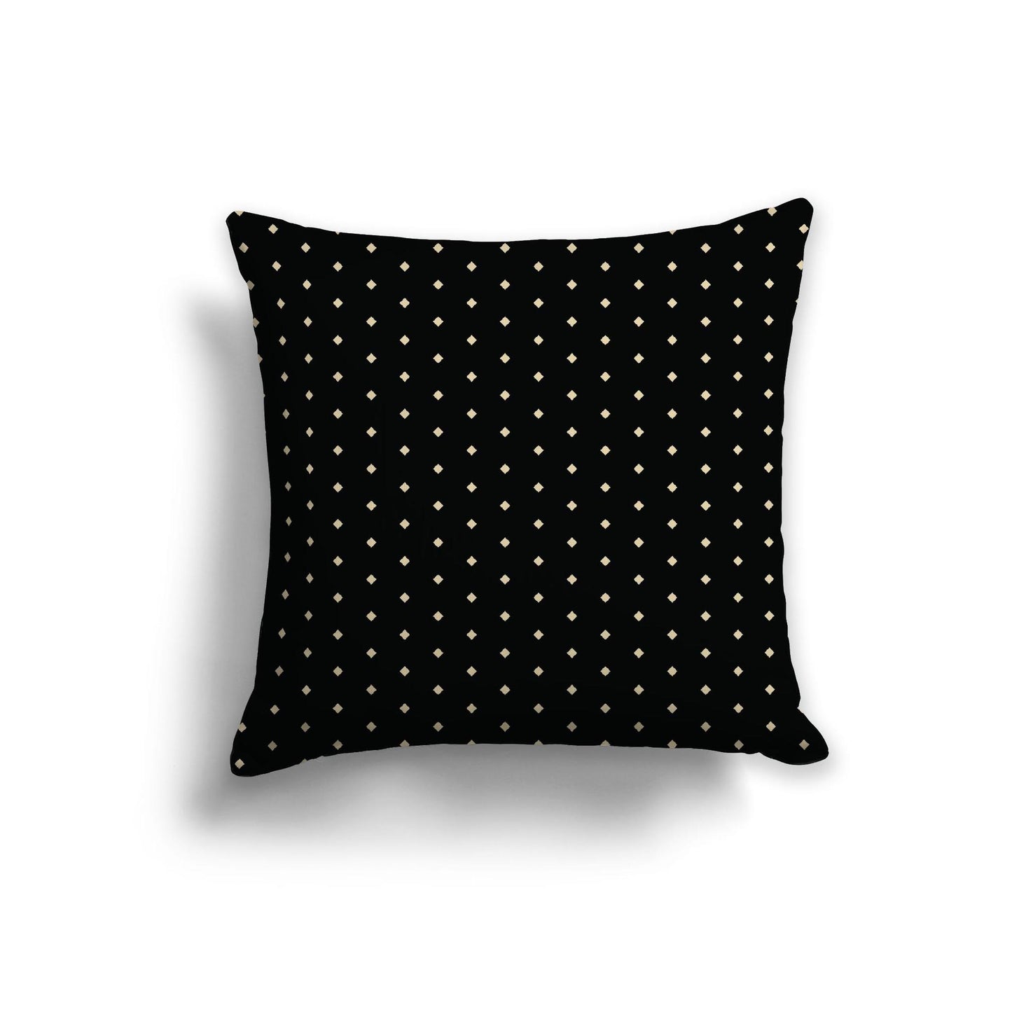 Black Cotton Canvas Cushion Covers with Fine Desert Sand Diamonds on Front, 22 x 22 inches
