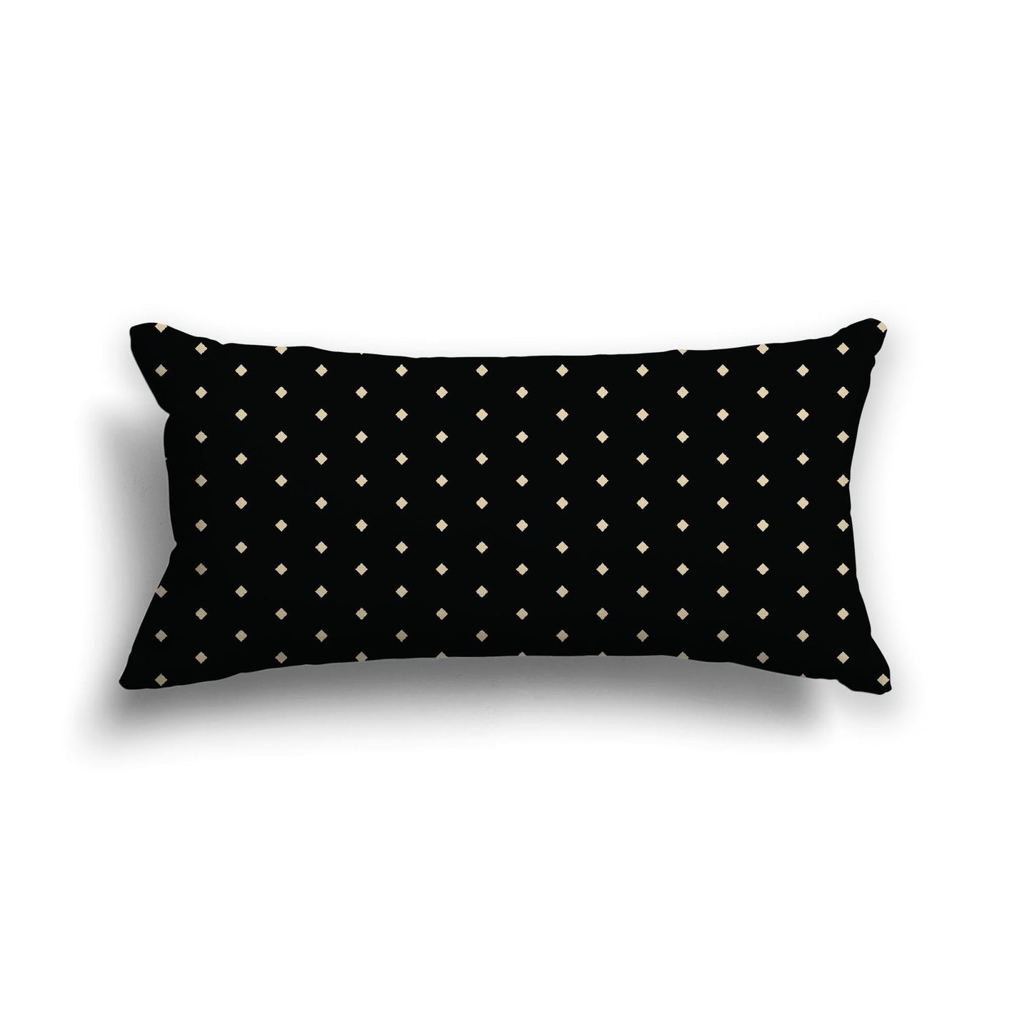 Black Cotton Canvas Cushion Covers with Fine Desert Sand Diamonds on Front, 24 x 12 inches / 61 x 30 cm