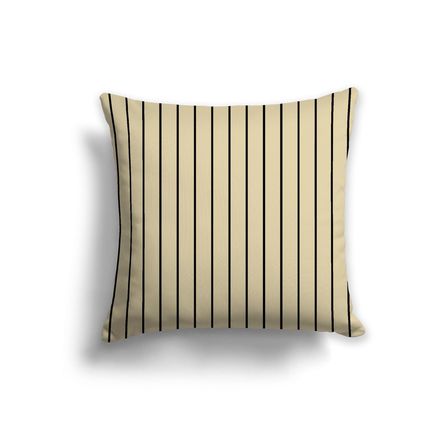Desert Sand Cotton Canvas Cushion Covers with Fine Black Stripes on Front, 22 x 22 inches
