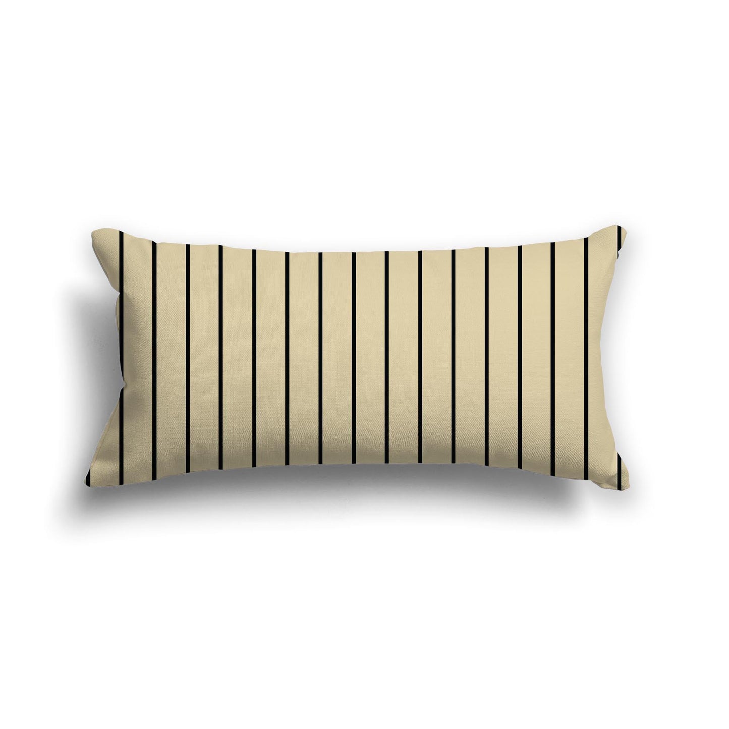 Desert Sand Cotton Canvas Cushion Covers with Fine Black Stripes on Front, 24 x 12 inches / 61 x 30 cm