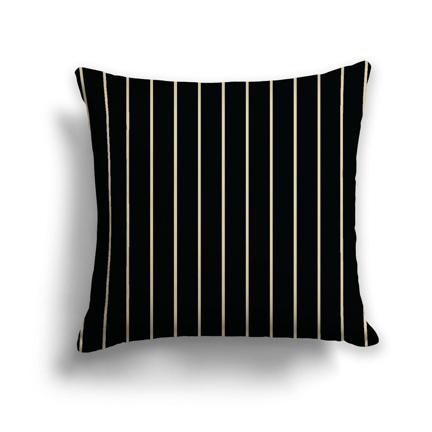 Black Cotton Canvas Cushion Covers with Fine Desert Sand Stripes on Front, 18 x 18 inches / 46 x 46 cm