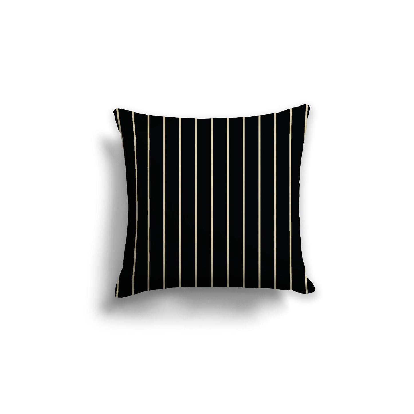 Black Cotton Canvas Cushion Covers with Fine Desert Sand Stripes on Front, 18 x 18 inches / 46 x 46 cm