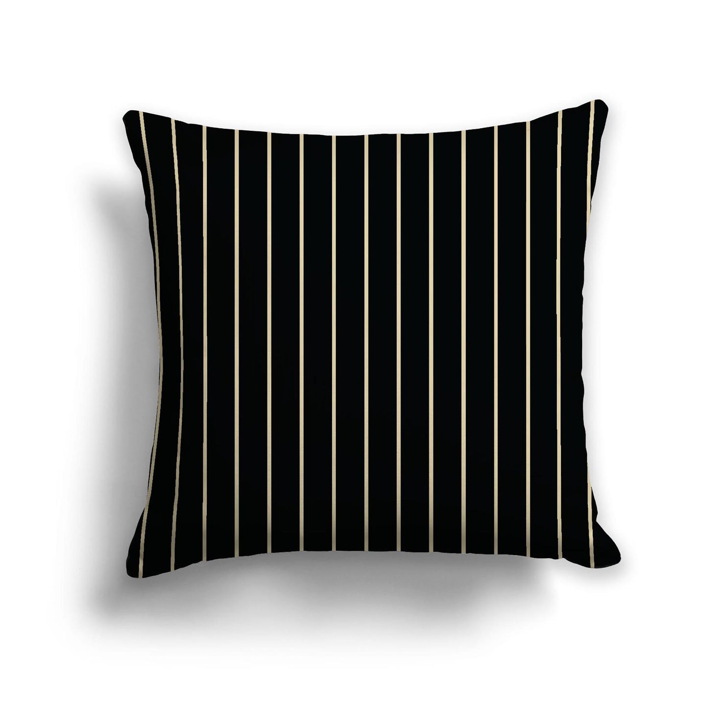 Black Cotton Canvas Cushion Covers with Fine Desert Sand Stripes on Front, 22 x 22 inches