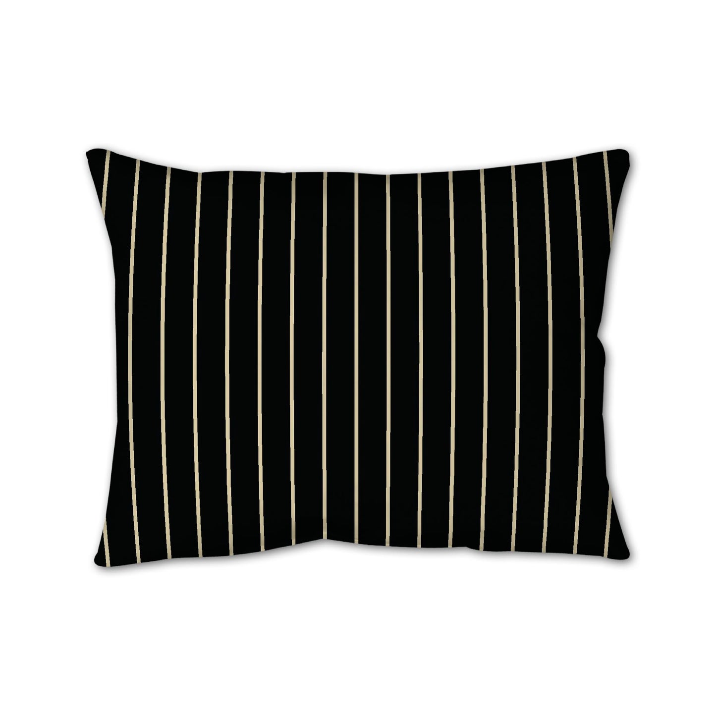 Black Cotton Canvas Cushion Covers with Fine Desert Sand Stripes on Front, 26 x 20 inches / 66 x 51 cm