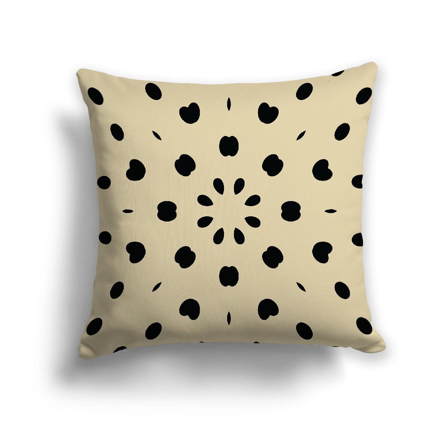Desert Sand Cotton Canvas Cushion Covers with Black Burst Pattern on Front, 18 x 18 inches / 46 x 46 cm