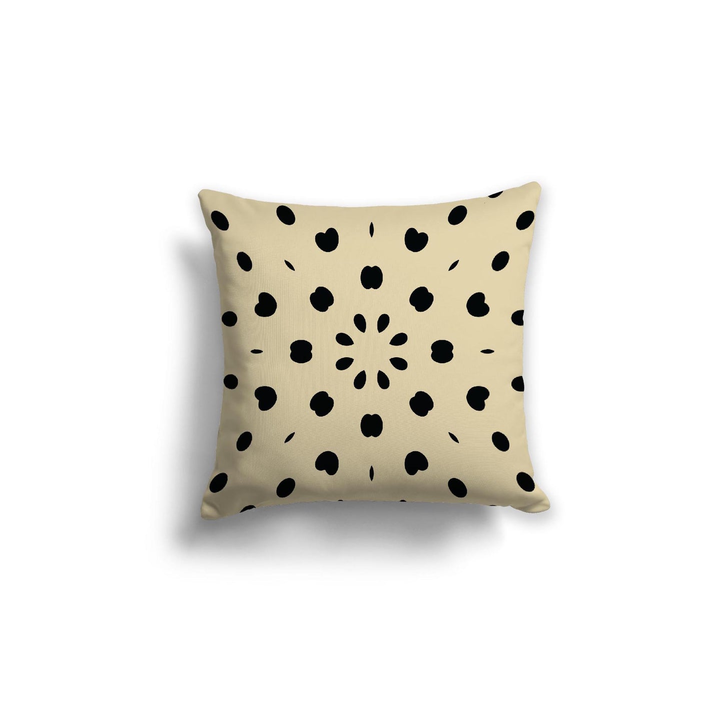 Desert Sand Cotton Canvas Cushion Covers with Black Burst Pattern on Front, 18 x 18 inches / 46 x 46 cm