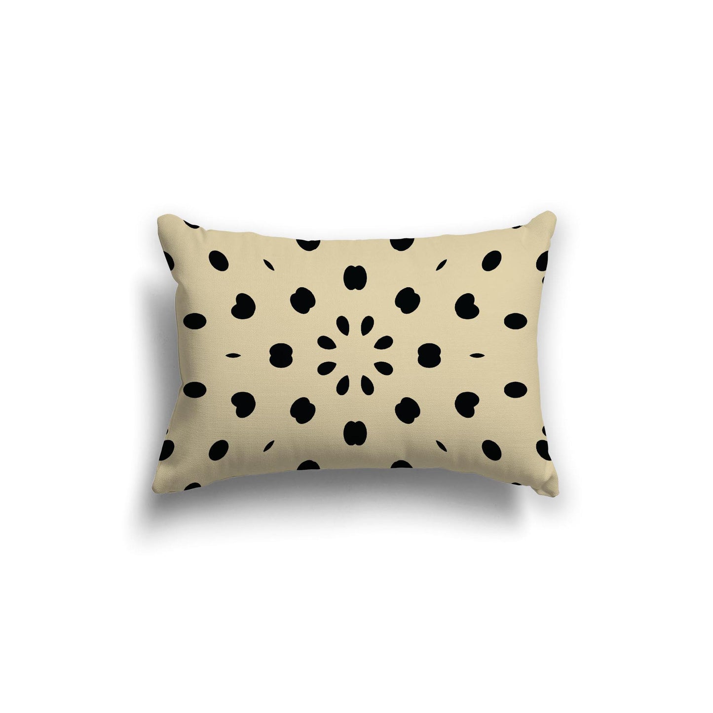 Desert Sand Cotton Canvas Cushion Covers with Black Burst Pattern on Front, 20 x 14 inches