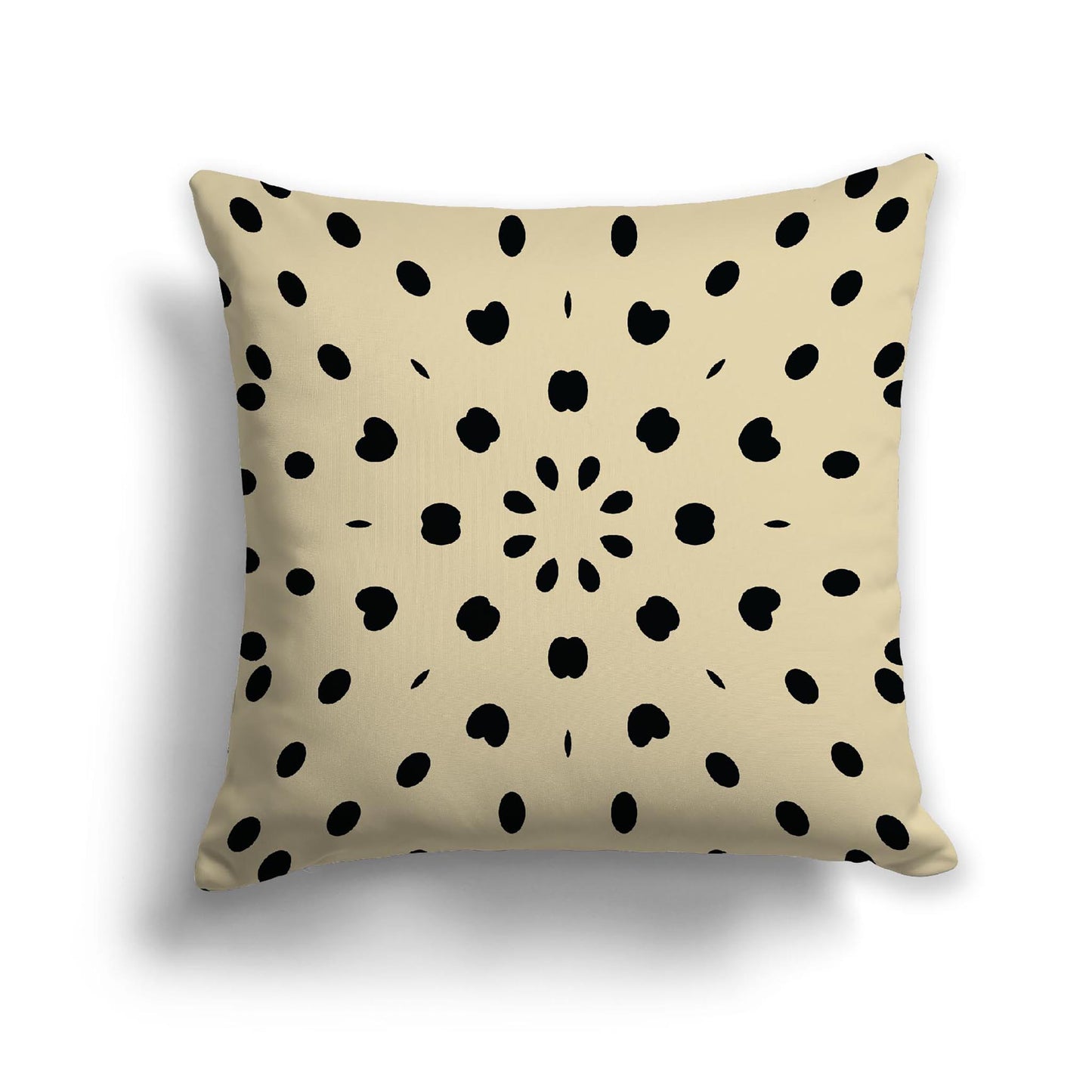 Desert Sand Cotton Canvas Cushion Covers with Black Burst Pattern on Front, 22 x 22 inches