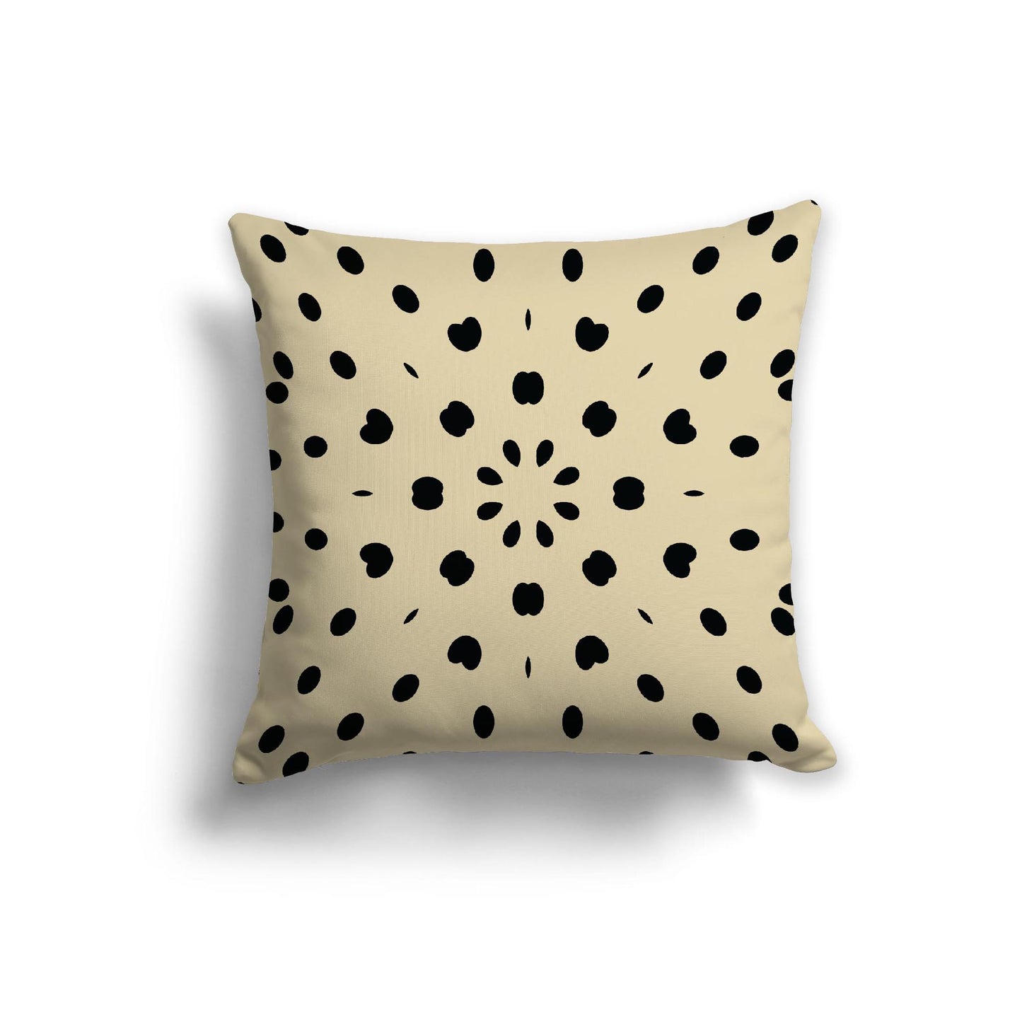 Desert Sand Cotton Canvas Cushion Covers with Black Burst Pattern on Front, 22 x 22 inches