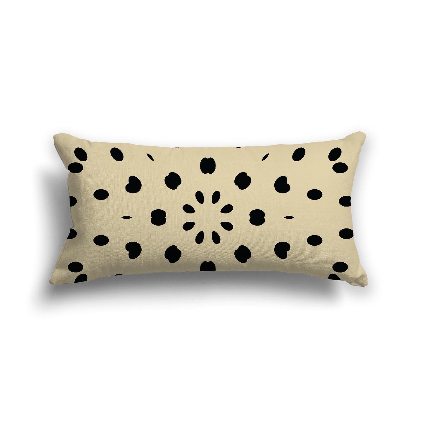 Desert Sand Cotton Canvas Cushion Covers with Black Burst Pattern on Front, 24 x 12 inches / 61 x 30 cm