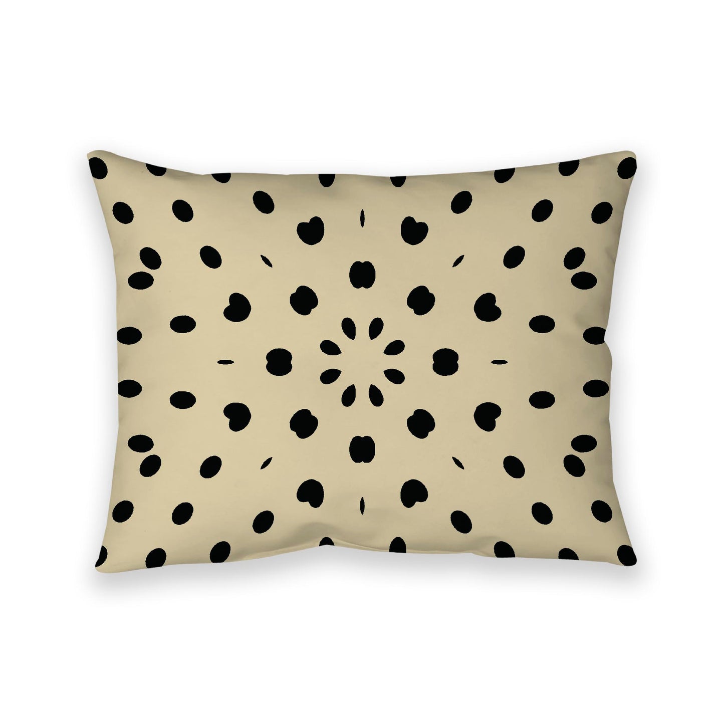 Desert Sand Cotton Canvas Cushion Covers with Black Burst Pattern on Front, 26 x 20 inches / 66 x 51 cm