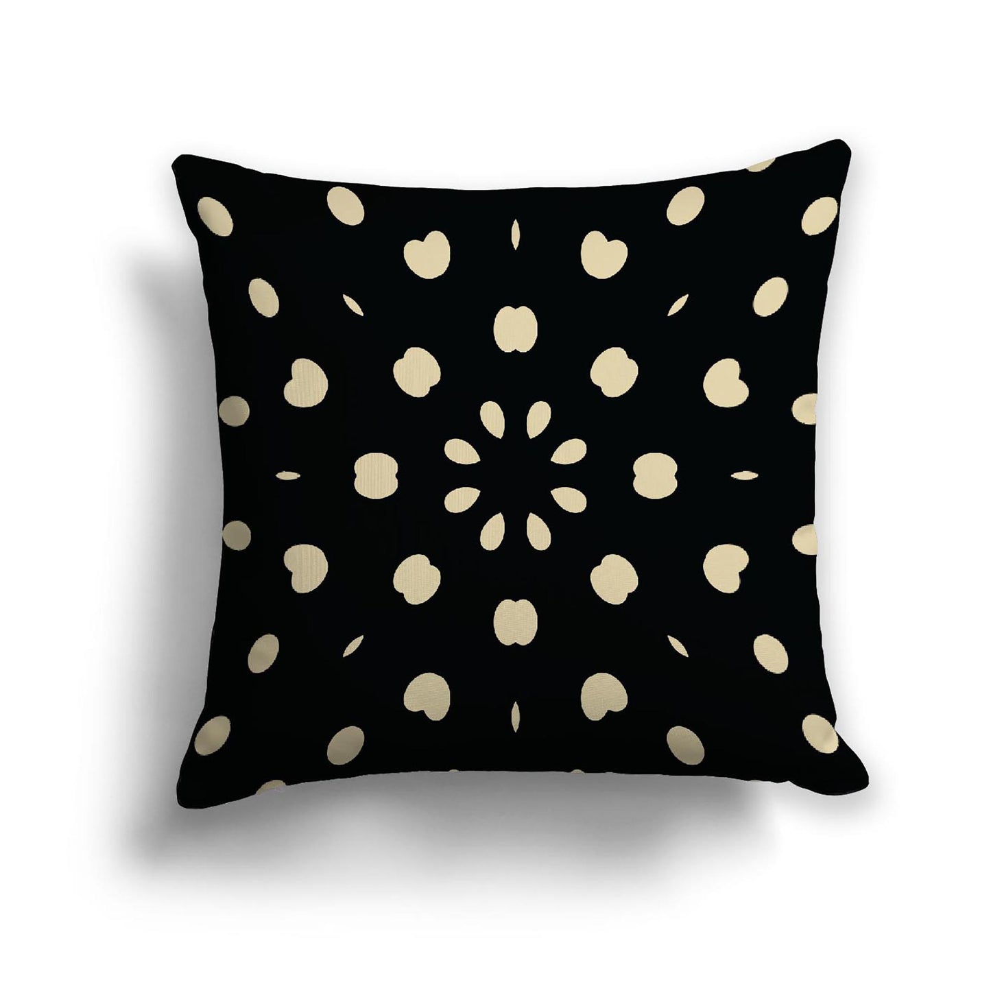 Black Cotton Canvas Cushion Covers with Desert Sand Burst Pattern on Front, 18 x 18 inches / 46 x 46 cm