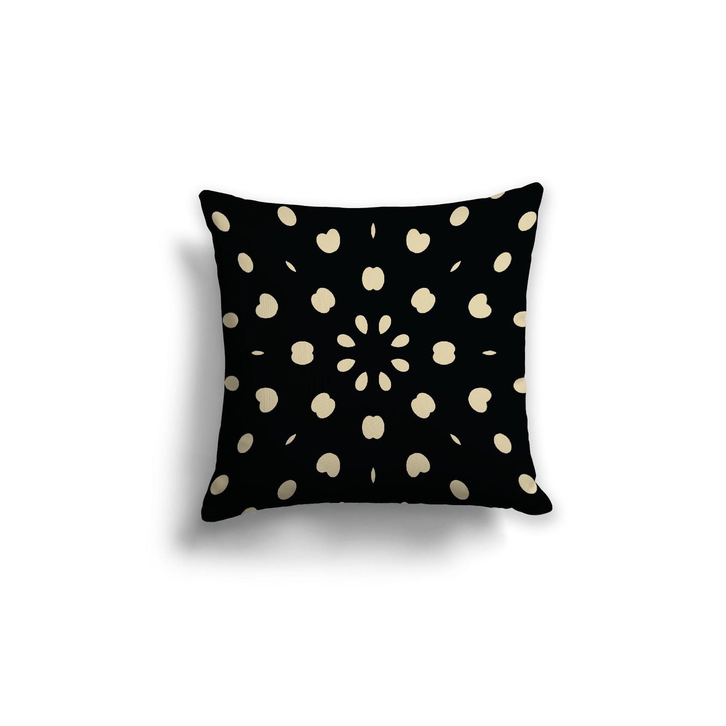 Black Cotton Canvas Cushion Covers with Desert Sand Burst Pattern on Front, 18 x 18 inches / 46 x 46 cm