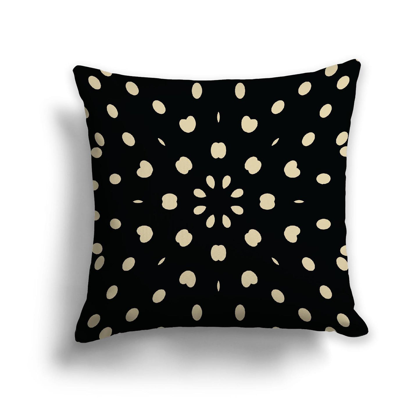 Black Cotton Canvas Cushion Covers with Desert Sand Burst Pattern on Front, 22 x 22 inches