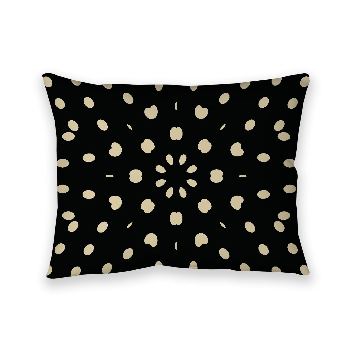 Black Cotton Canvas Cushion Covers with Desert Sand Burst Pattern on Front, 26 x 20 inches / 66 x 51 cm