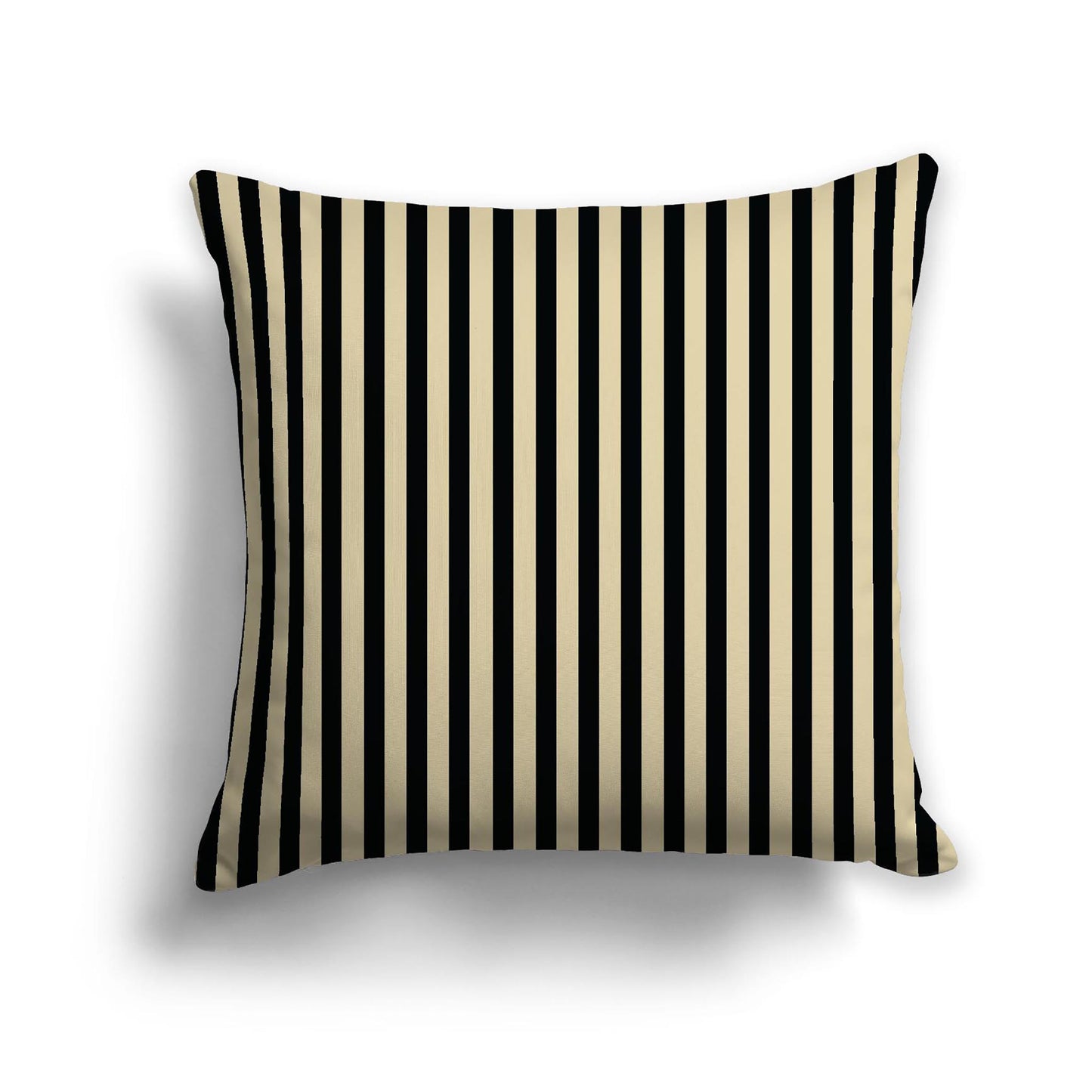 Desert Sand Cotton Canvas Cushion Covers with Thin Black Bars on Front, 22 x 22 inches