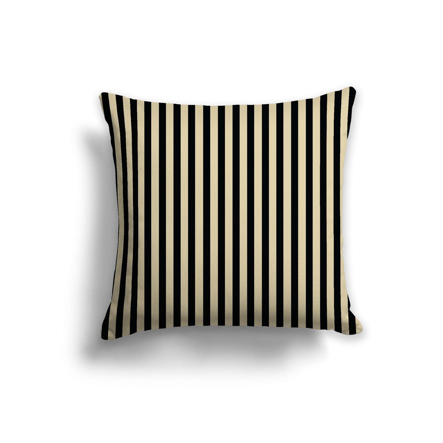 Desert Sand Cotton Canvas Cushion Covers with Thin Black Bars on Front, 22 x 22 inches