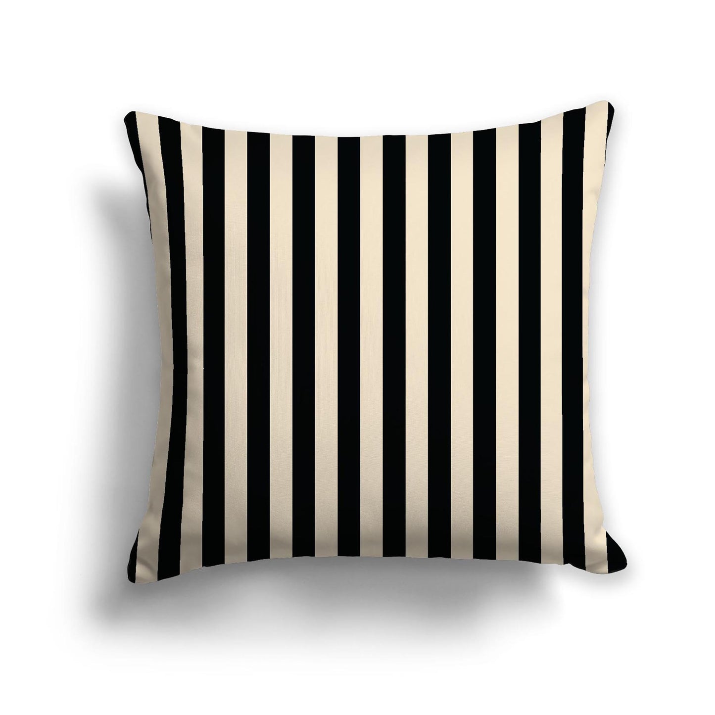 Beige Cotton Canvas Cushion Covers with Black Bars on Front, 22 x 22 inches
