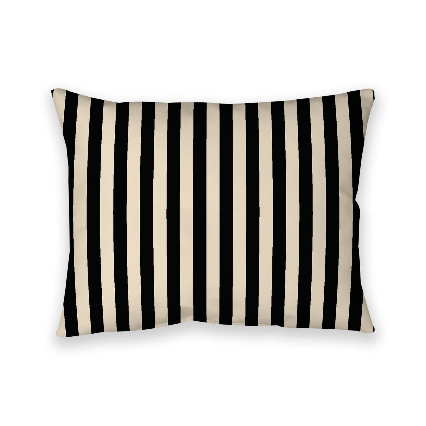 Beige Cotton Canvas Cushion Covers with Black Bars on Front, 26 x 20 inches / 66 x 51 cm