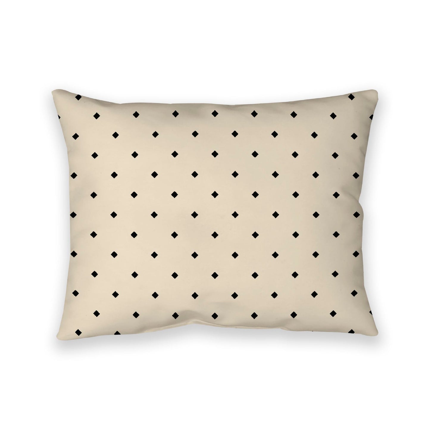 Beige Cotton Canvas Cushion Covers with Black Diamonds on Front, 26 x 20 inches / 66 x 51 cm