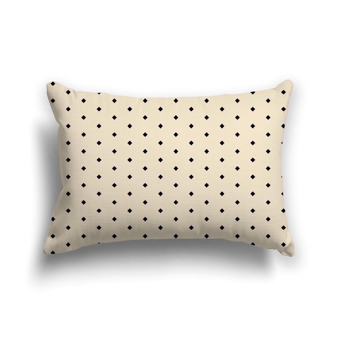 Beige Cotton Canvas Cushion Covers with Fine Black Diamonds on Front, 20 x 14 inches
