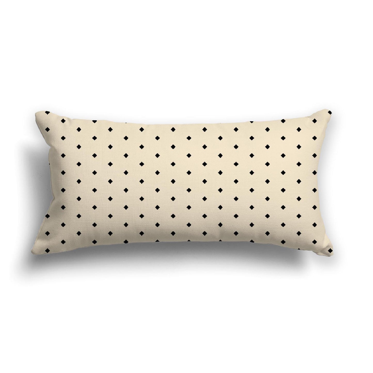 Beige Cotton Canvas Cushion Covers with Fine Black Diamonds on Front, 24 x 12 inches / 61 x 30 cm