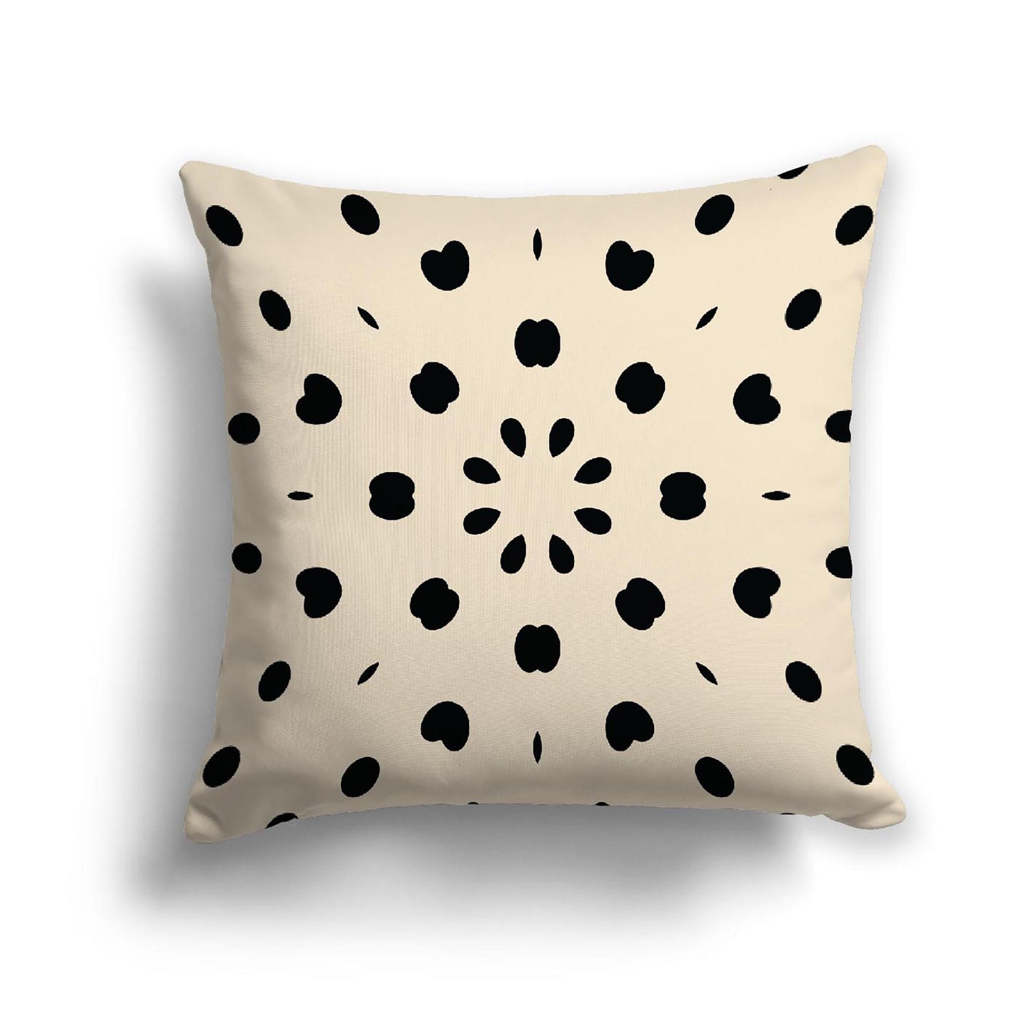 Beige Cotton Canvas Cushion Covers with Black Burst Pattern on Front, 18 x 18 inches / 46 x 46 cm