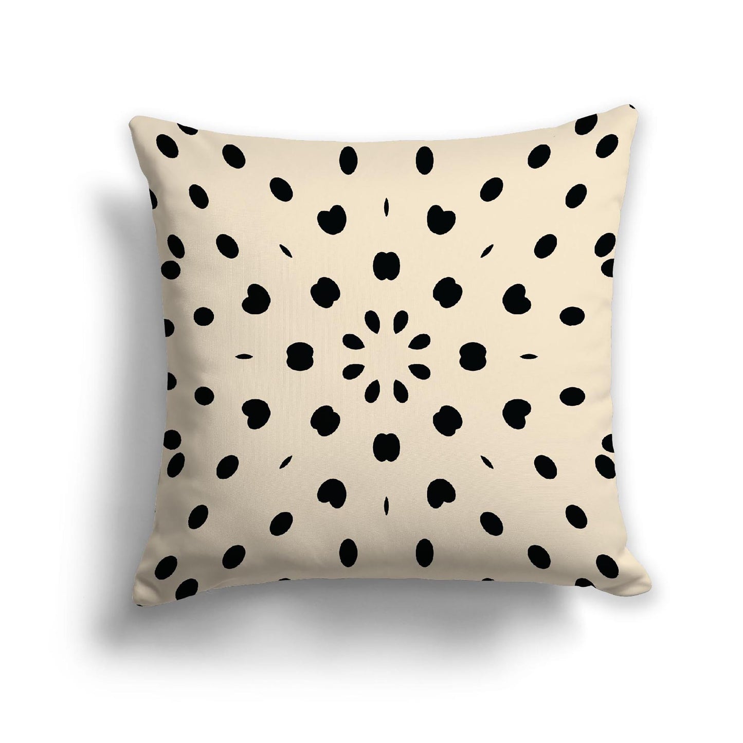 Beige Cotton Canvas Cushion Covers with Black Burst Pattern on Front, 22 x 22 inches