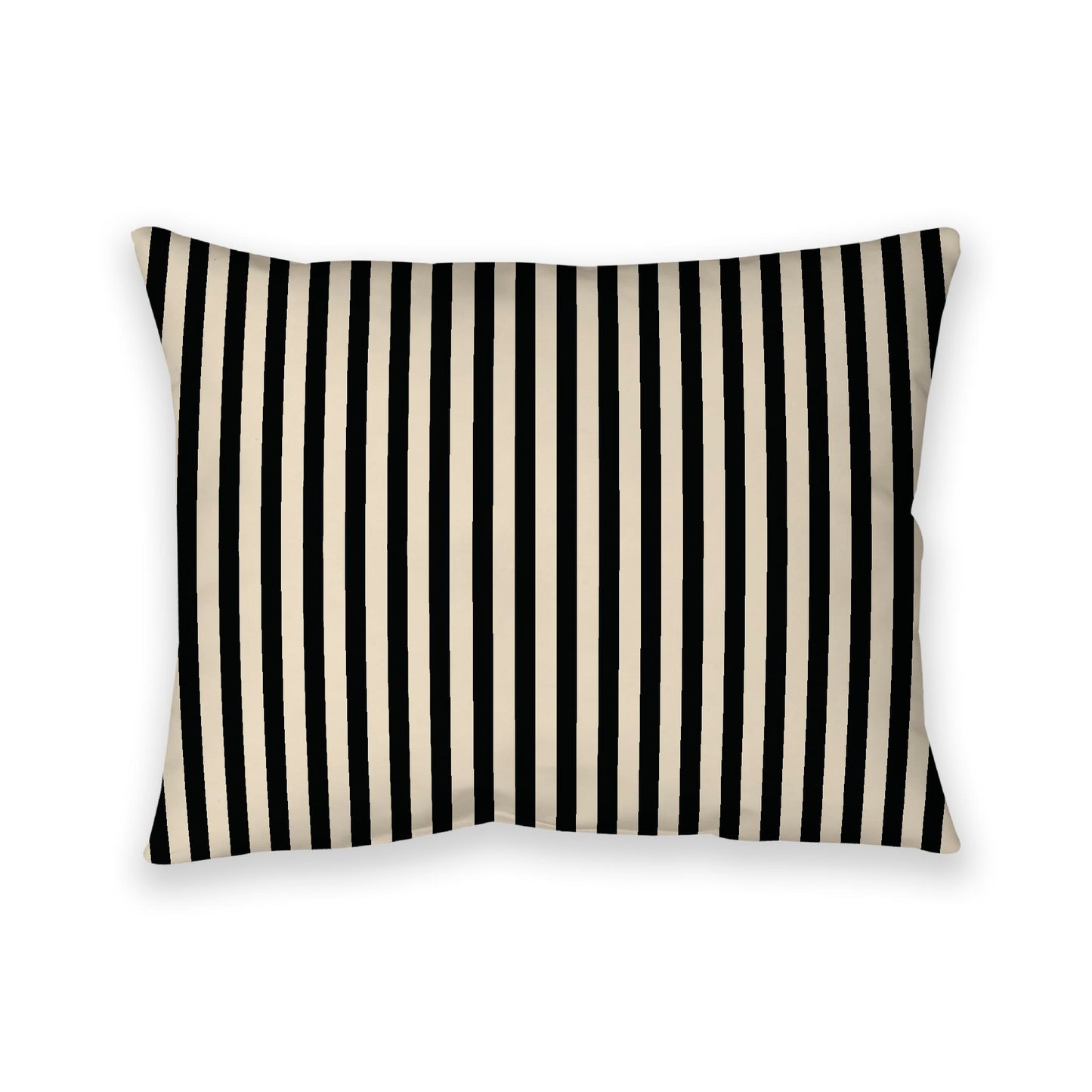 Beige Cotton Canvas Cushion Covers with Thin Black Bars on Front, 26 x 20 inches / 66 x 51 cm