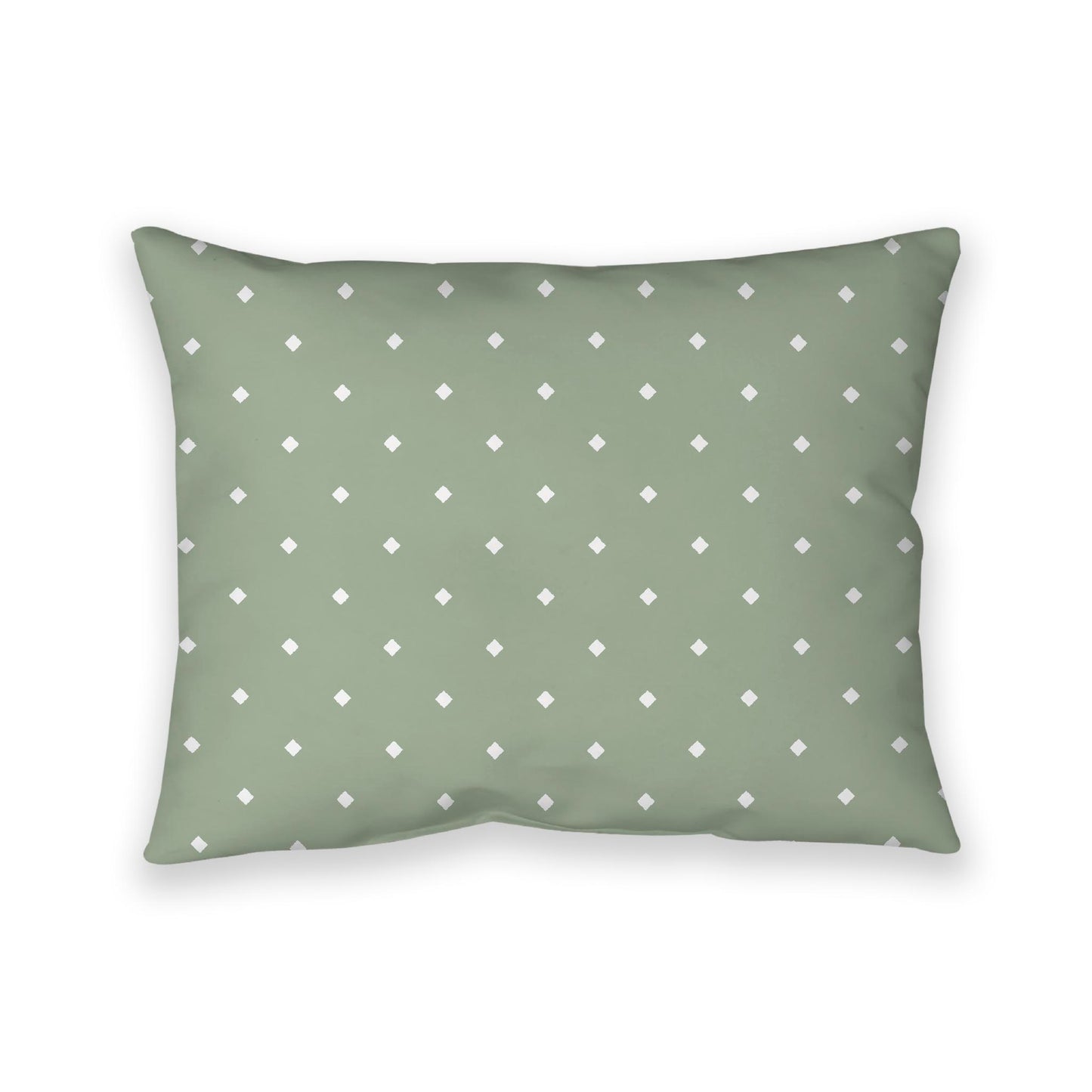 Green Cotton Canvas Cushion Covers with Off-White Diamonds on Front, CACU-1052-102