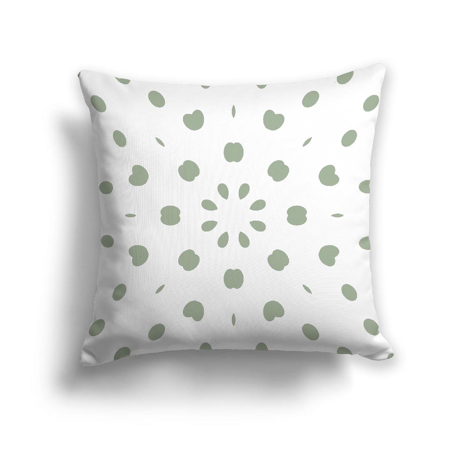 Off-White Cotton Canvas Cushion Covers with Green Burst Pattern on Front, CACU-1052-231
