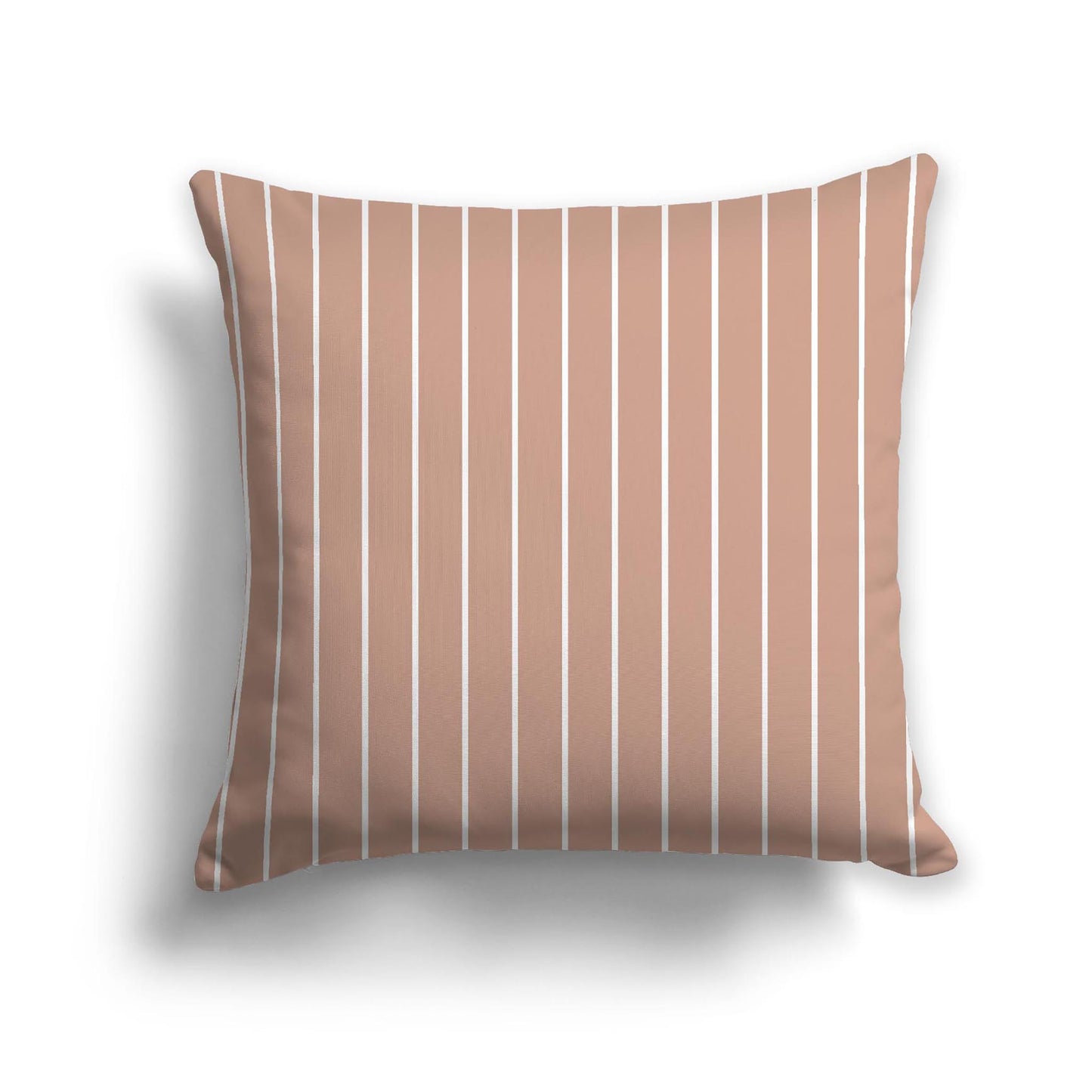 Salmon Cotton Canvas Cushion Covers with Fine Off-White Stripes on Front, CACU-1139-152