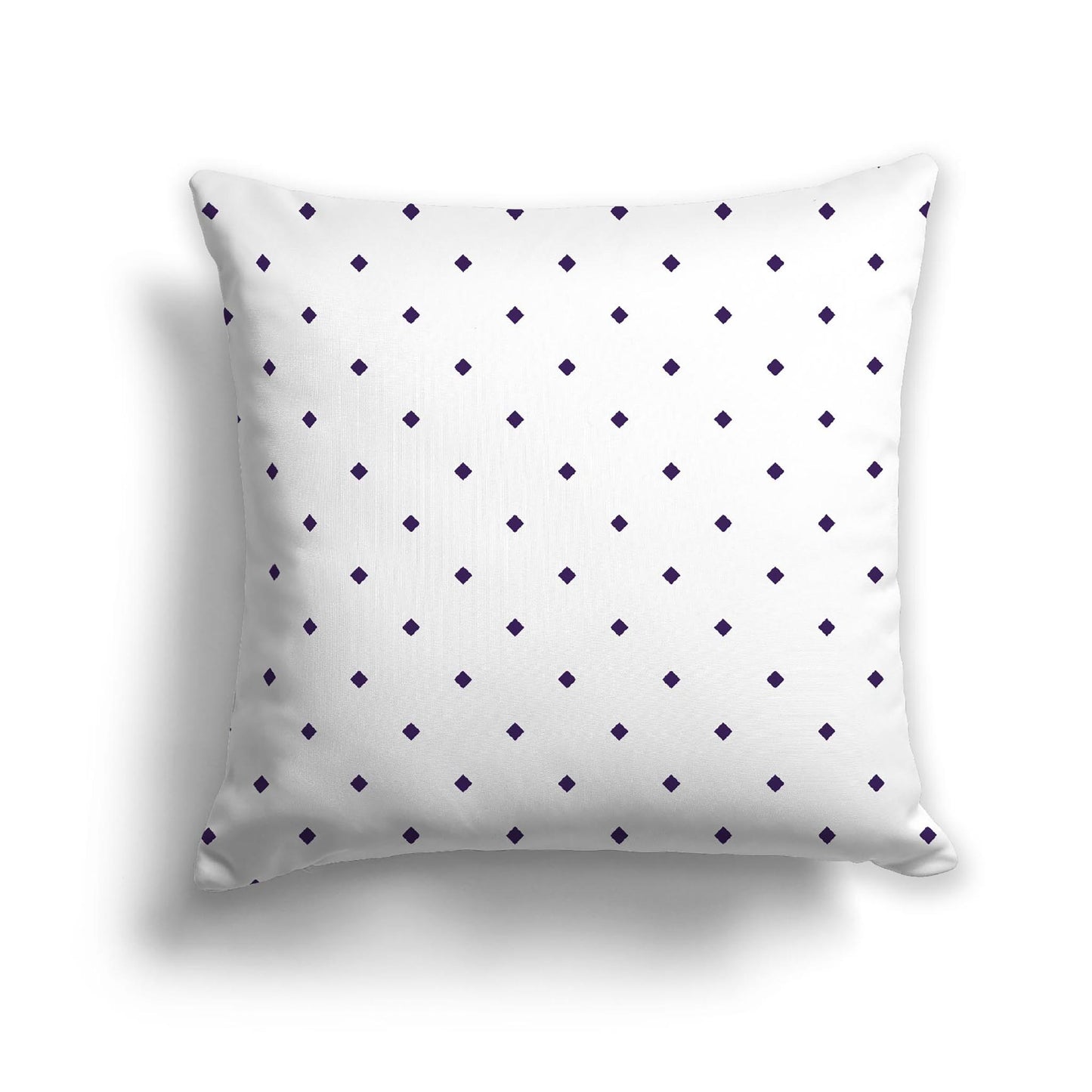 Off-White Cotton Canvas Cushion Covers with Purple Diamonds on Front, CACU-1143-101
