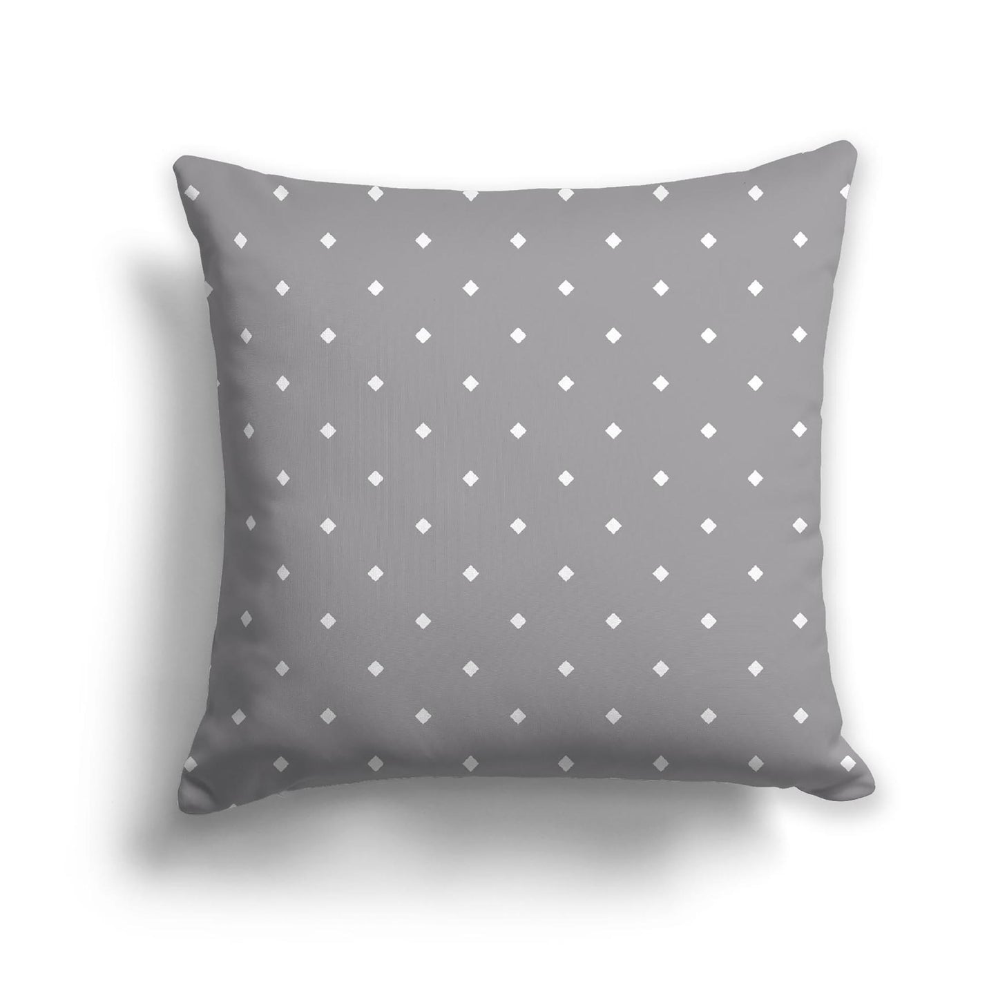 Grey Cotton Canvas Cushion Covers with Off-White Diamonds on Front, CACU-1203-102
