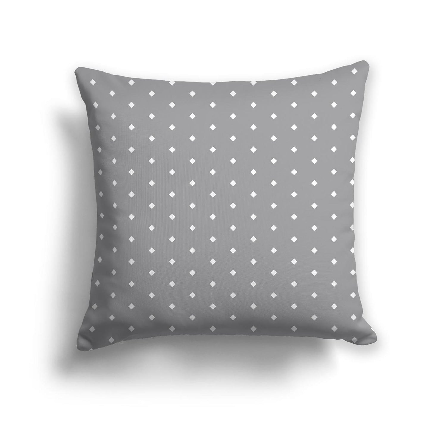 Grey Cotton Canvas Cushion Covers with Fine Off-White Diamonds on Front, CACU-1203-112